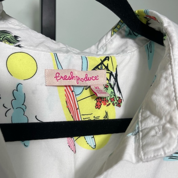Womens Fresh Produce Beachy Keen Button Up Cotton Top Size XL NWOT - Picture 5 of 7